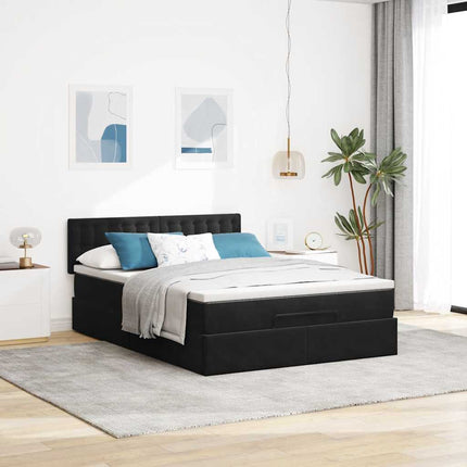 osmannisk sengeramme med madras 140x200 cm fløjl sort