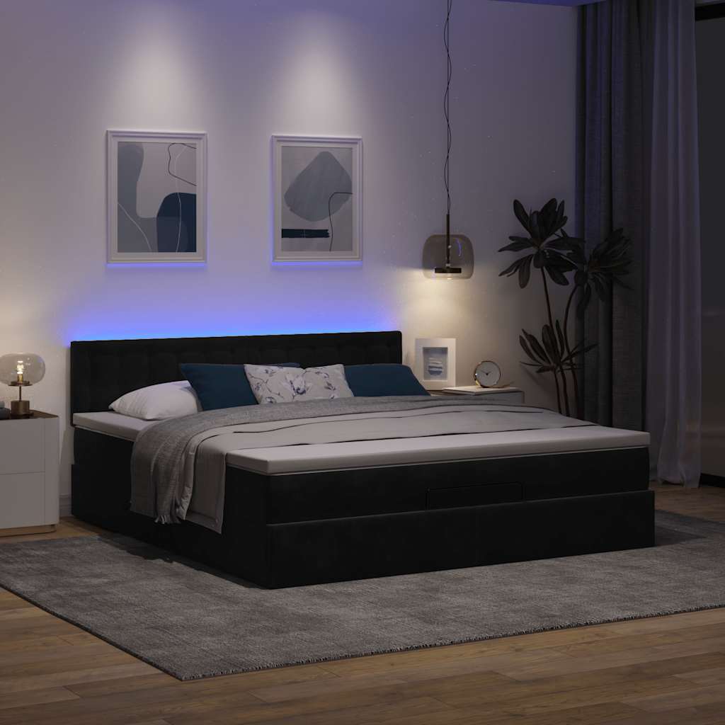 osmannisk sengeramme med madras 160x200 cm fløjl sort