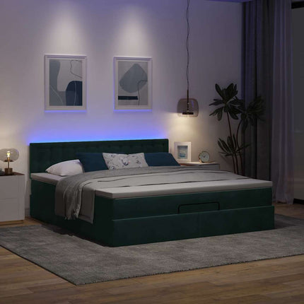 osmannisk sengeramme med madras 160x200 cm fløjl mørkegrøn