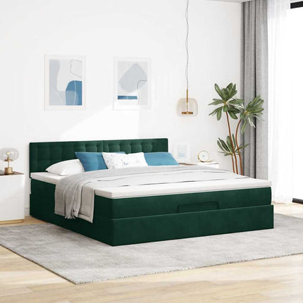 osmannisk sengeramme med madras 160x200 cm fløjl mørkegrøn
