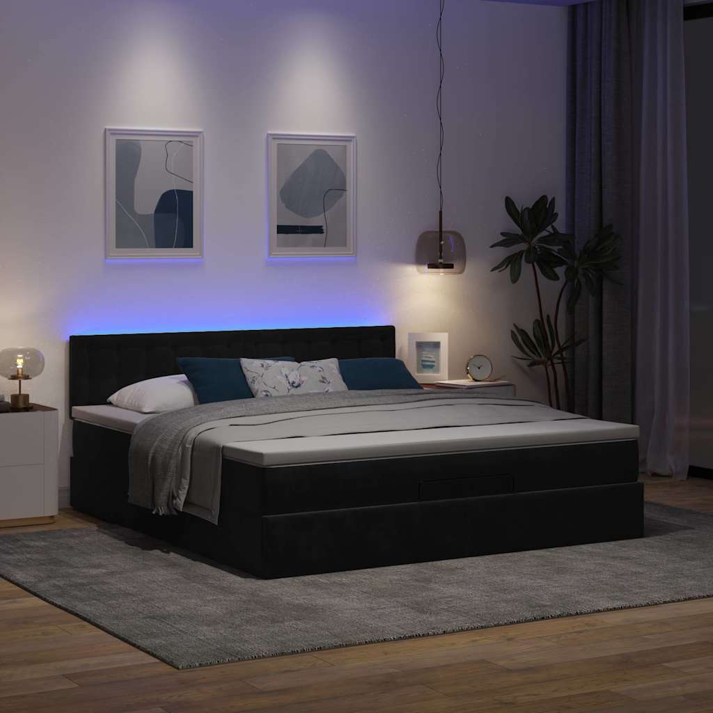 osmannisk sengeramme med madras 180x200 cm fløjl sort