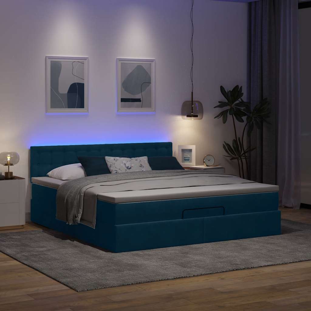 osmannisk sengeramme med madras 180x200 cm fløjl mørkeblå