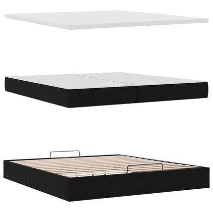 osmannisk sengeramme med madrasser 200x200 cm fløjl sort