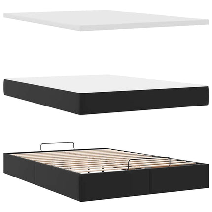 osmannisk seng med madrasser & LEDs 160x200 cm kunstlæder sort