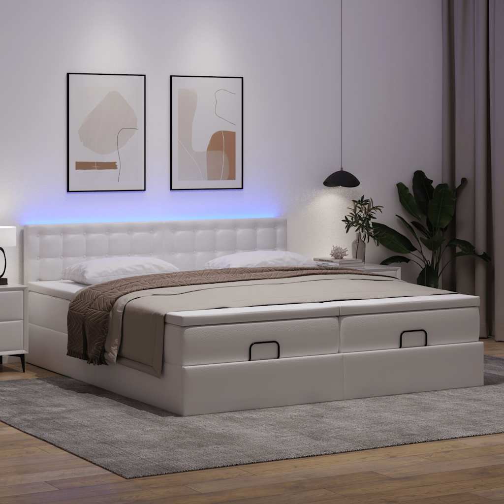 osmannisk sengeramme med madrasser 160x200 cm kunstlæder hvid