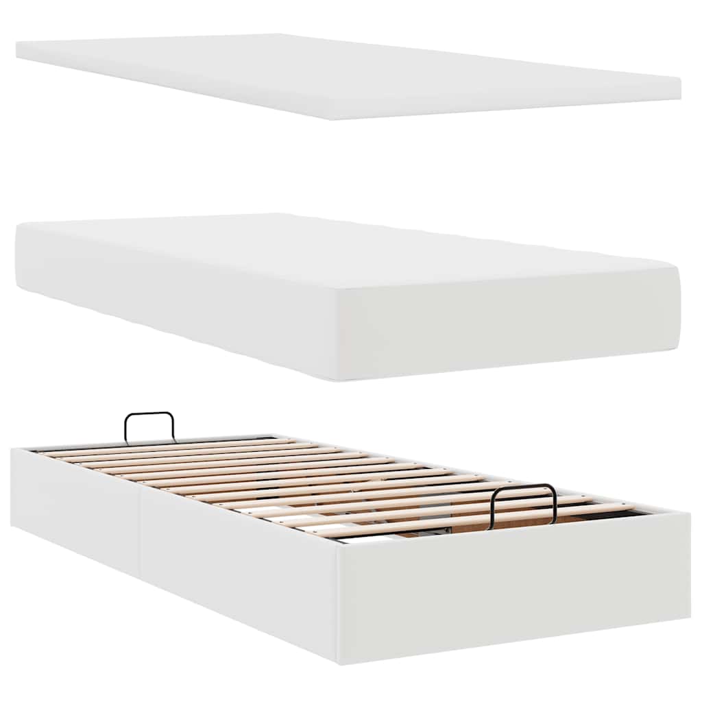 osmannisk sengeramme med madrasser 160x200 cm kunstlæder hvid