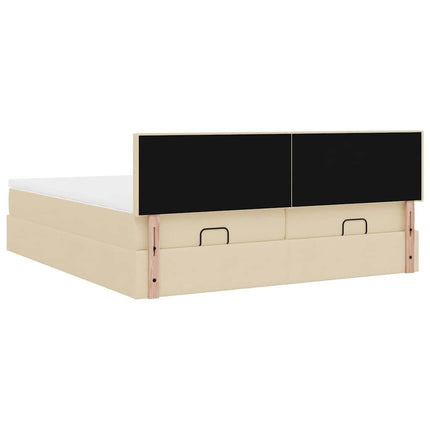 osmannisk sengeramme med madrasser 160x200 cm stof cremefarvet