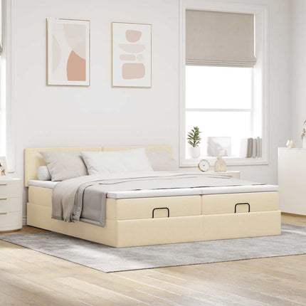osmannisk sengeramme med madrasser 180x200 cm stof cremefarvet