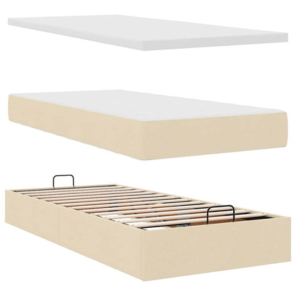 osmannisk sengeramme med madrasser 180x200 cm stof cremefarvet