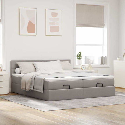 osmannisk sengeramme med madrasser 160x200 cm stof gråbrun