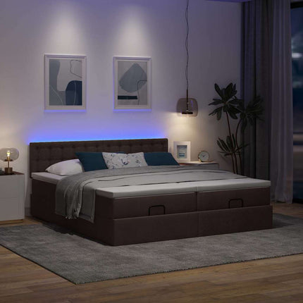 osmannisk sengeramme med madrasser 160x200 cm stof mørkebrun
