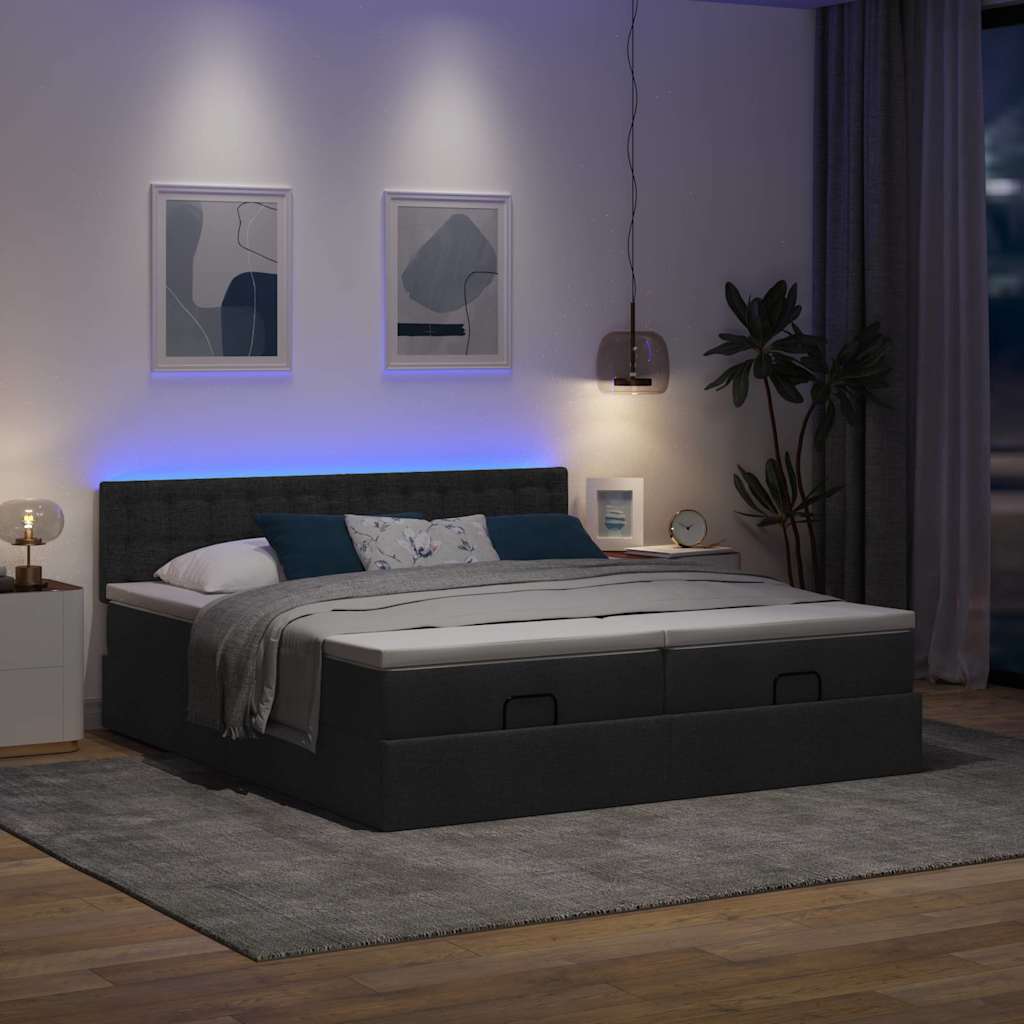 osmannisk sengeramme med madrasser 180x200 cm stof sort