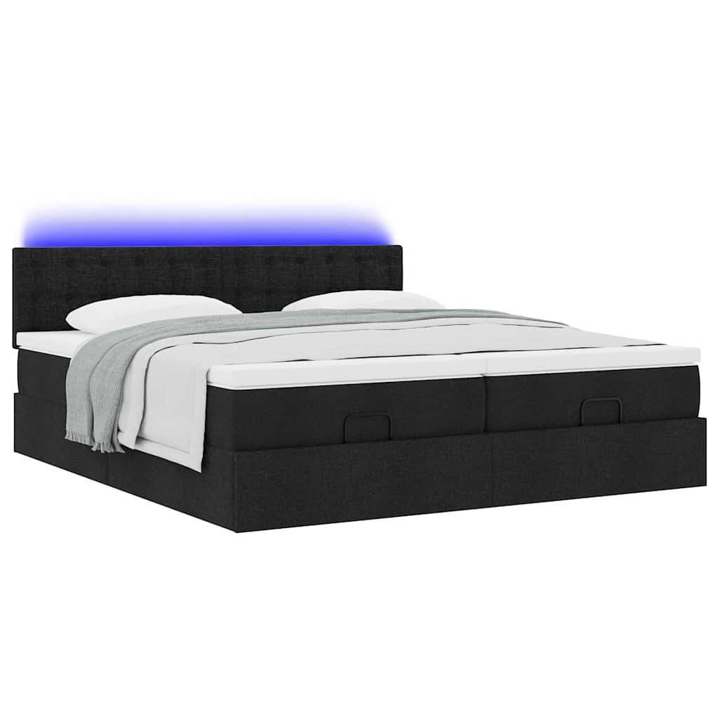 osmannisk sengeramme med madrasser 180x200 cm stof sort