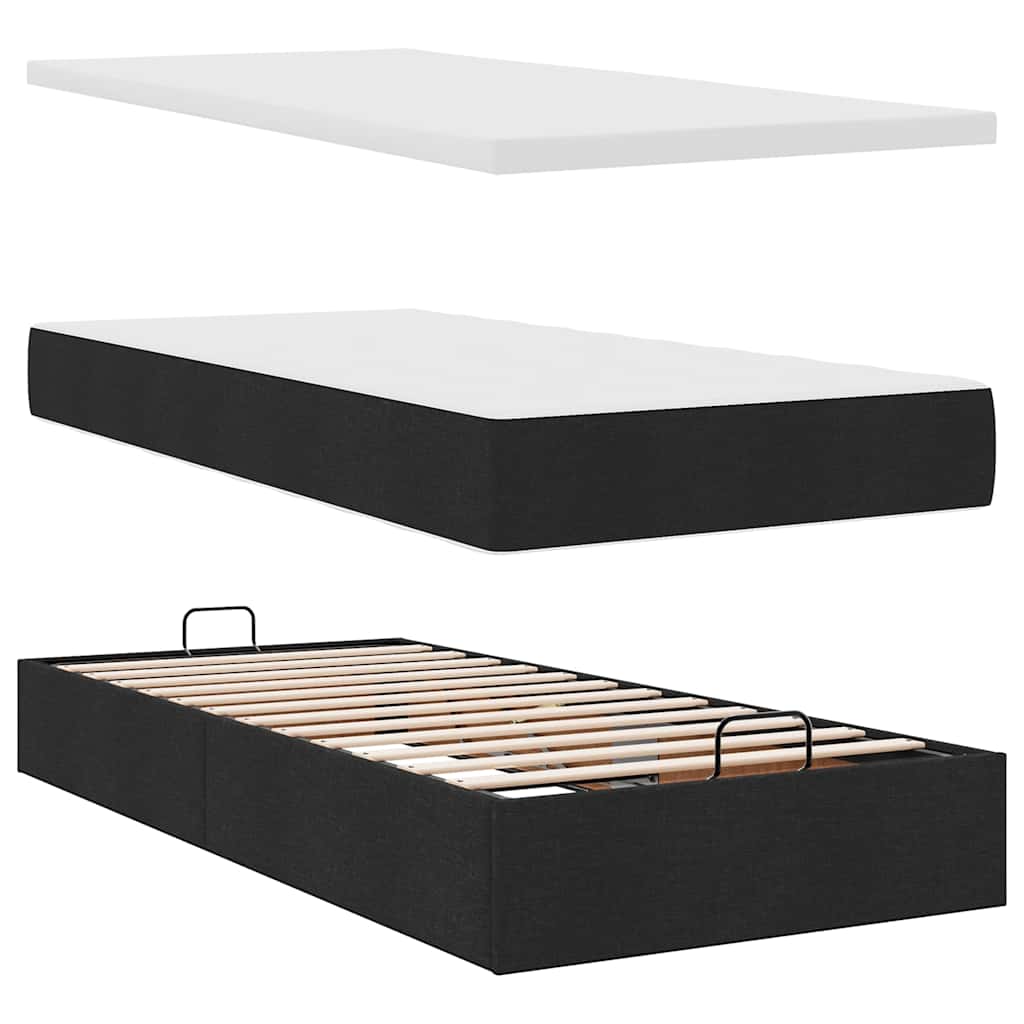 osmannisk sengeramme med madrasser 180x200 cm stof sort