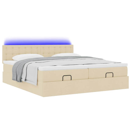 osmannisk sengeramme med madrasser 200x200 cm stof cremefarvet