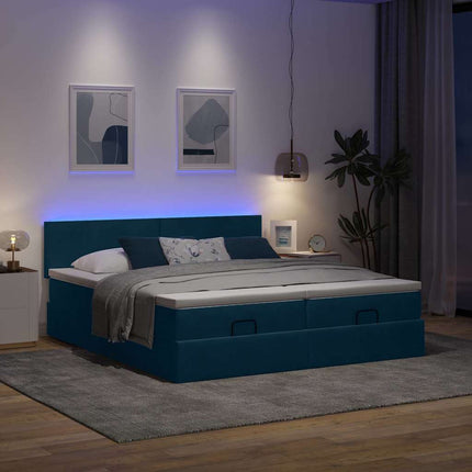 osmannisk sengeramme med madrasser 160x200 cm fløjl mørkeblå