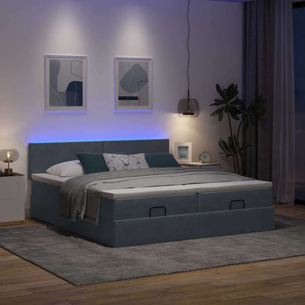 osmannisk sengeramme med madrasser 180x200 cm fløjl mørkegrå