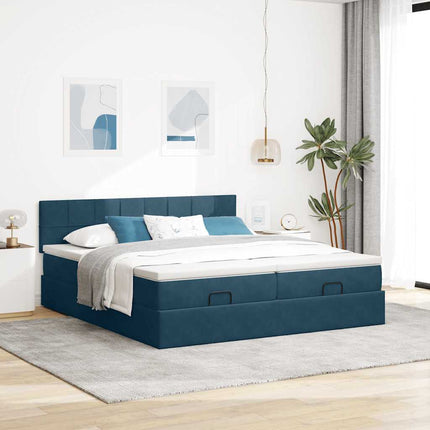 osmannisk sengeramme med madrasser 160x200 cm fløjl mørkeblå