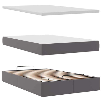osmannisk sengeramme med madras 120x190 cm kunstlæder grå