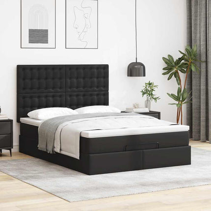 osmannisk sengeramme med madras 140x190 cm kunstlæder sort