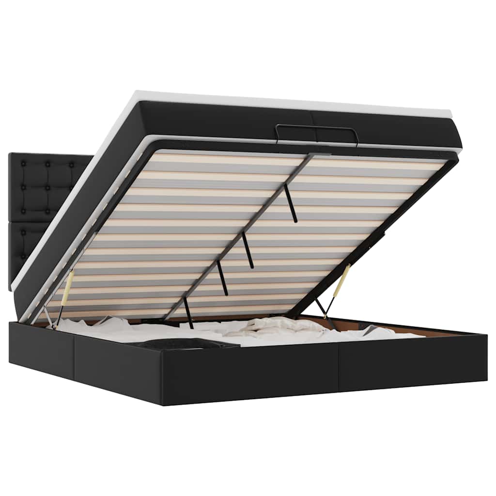 osmannisk sengeramme med madrasser 200x200 cm kunstlæder sort