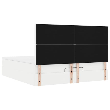 osmannisk sengeramme med madrasser 200x200 cm kunstlæder hvid