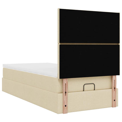 osmannisk sengeramme med madras 80x200 cm stof cremefarvet