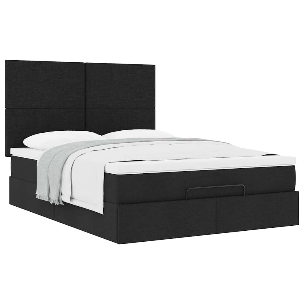 osmannisk sengeramme med madras 140x190 cm stof sort