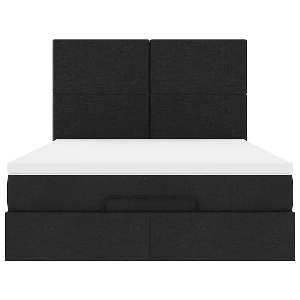 osmannisk sengeramme med madras 140x190 cm stof sort