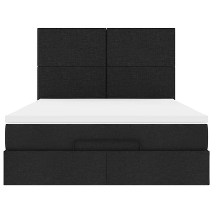 osmannisk sengeramme med madras 140x190 cm stof sort