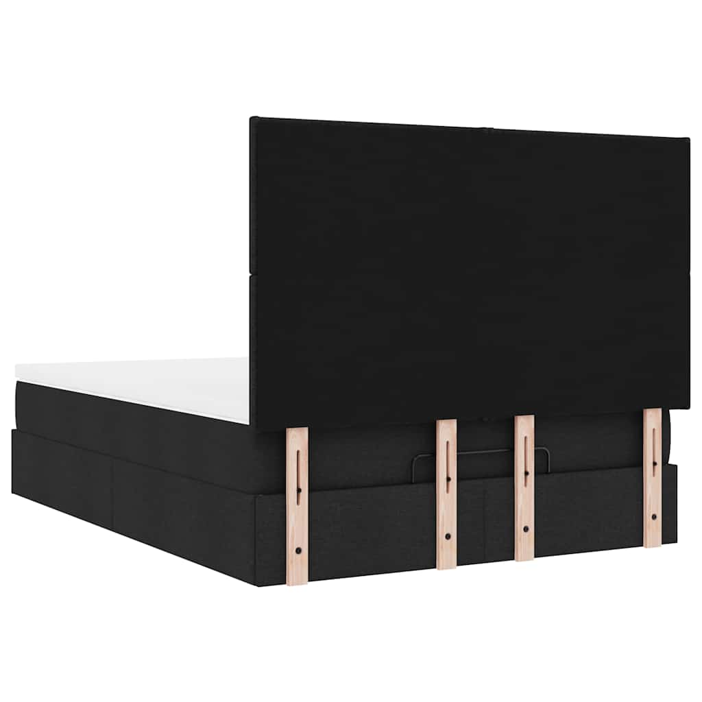 osmannisk sengeramme med madras 140x190 cm stof sort