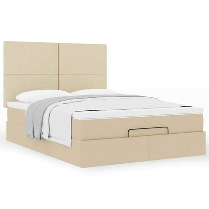 osmannisk sengeramme med madras 140x190 cm stof cremefarvet