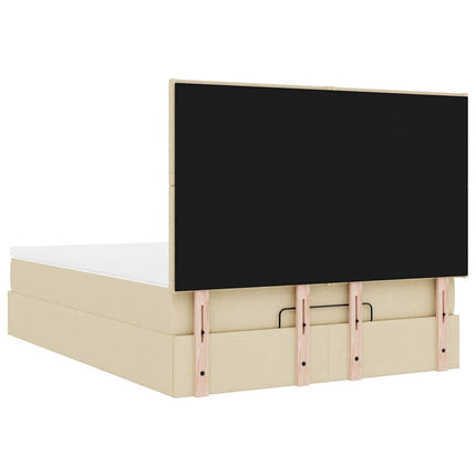 osmannisk sengeramme med madras 140x190 cm stof cremefarvet