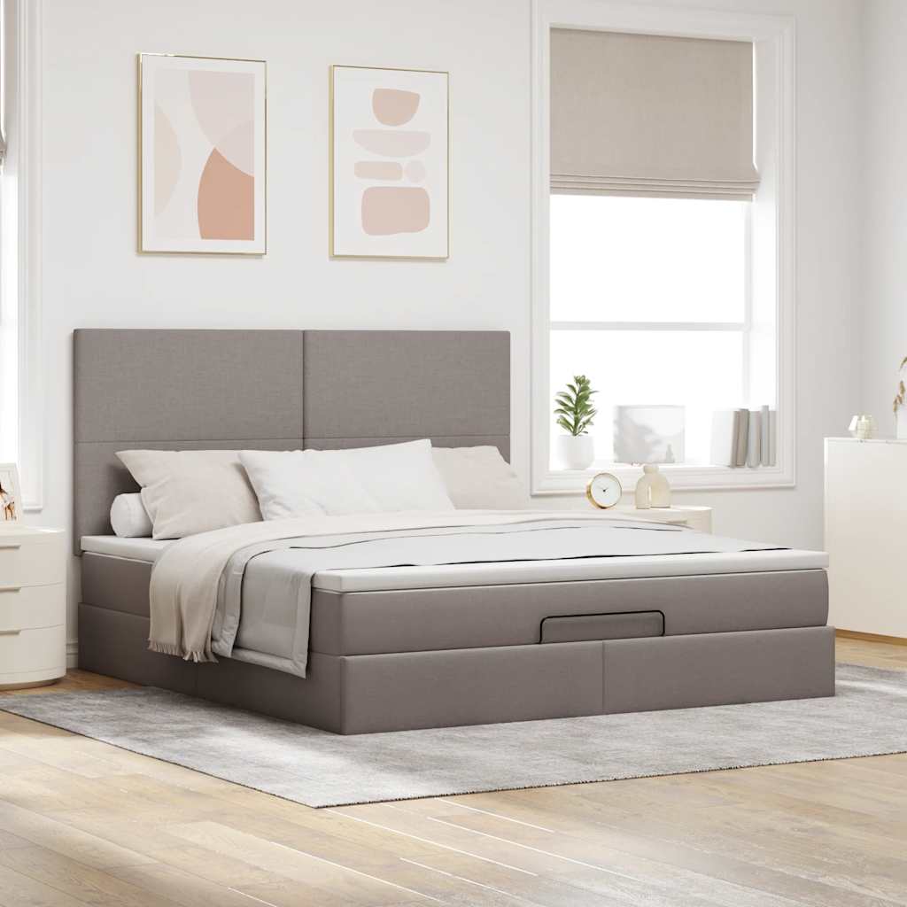 osmannisk sengeramme med madras 160x200 cm stof gråbrun