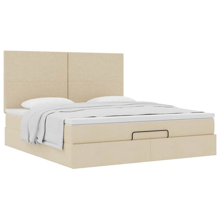 osmannisk sengeramme med madras 160x200 cm stof cremefarvet