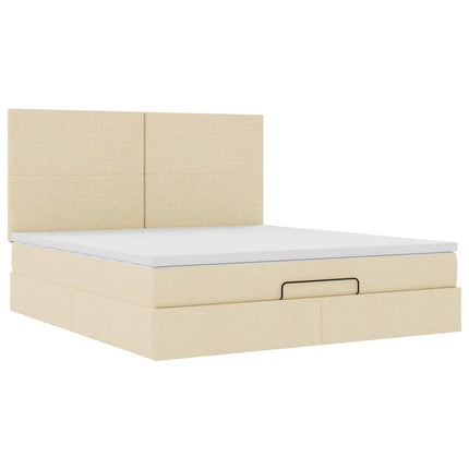 osmannisk sengeramme med madras 160x200 cm stof cremefarvet