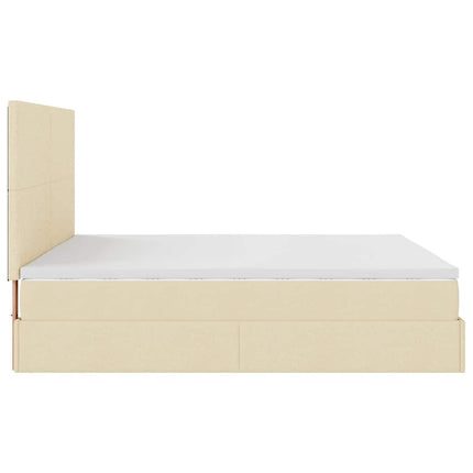 osmannisk sengeramme med madras 160x200 cm stof cremefarvet
