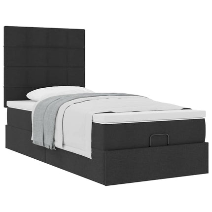 osmannisk sengeramme med madras 90x190 cm stof sort