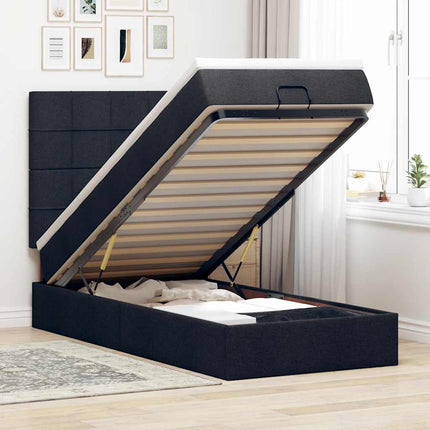 osmannisk sengeramme med madras 90x190 cm stof sort