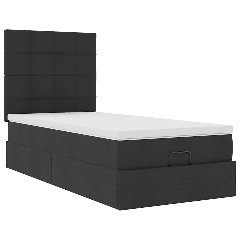 ottoman seng med madras 100x200 cm stof sort