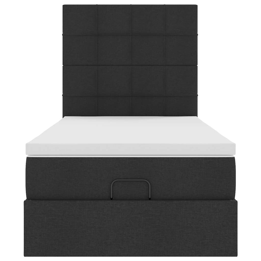ottoman seng med madras 100x200 cm stof sort