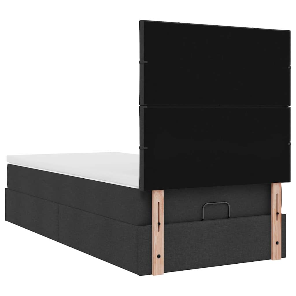 ottoman seng med madras 100x200 cm stof sort