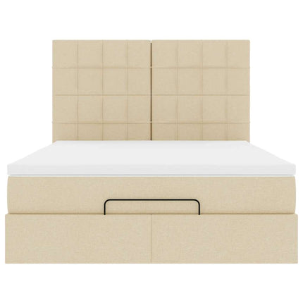 osmannisk sengeramme med madras 140x190 cm stof cremefarvet