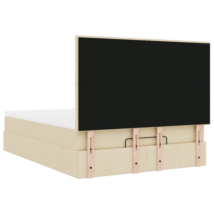 osmannisk sengeramme med madras 140x190 cm stof cremefarvet