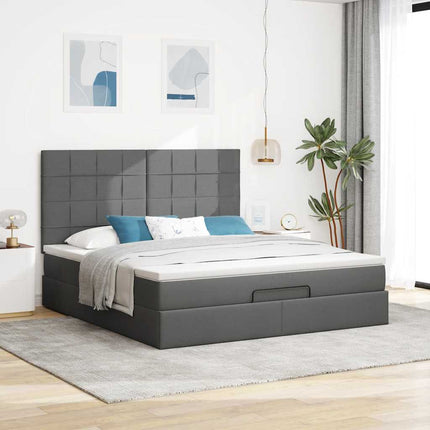 osmannisk sengeramme med madras 160x200 cm stof mørkegrå