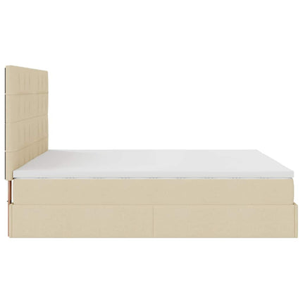 osmannisk sengeramme med madras 160x200 cm stof cremefarvet