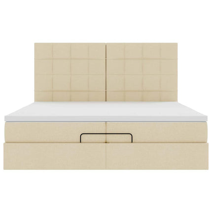 osmannisk sengeramme med madrasser 200x200 cm stof cremefarvet