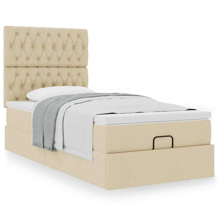 osmannisk sengeramme med madras 80x200 cm stof cremefarvet