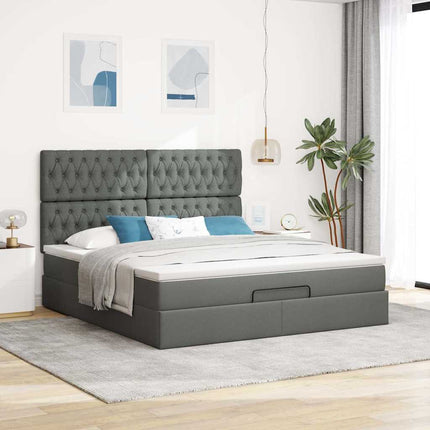 osmannisk sengeramme med madras 160x200 cm stof mørkegrå