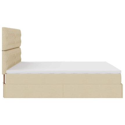 osmannisk sengeramme med madras 180x200 cm stof cremefarvet